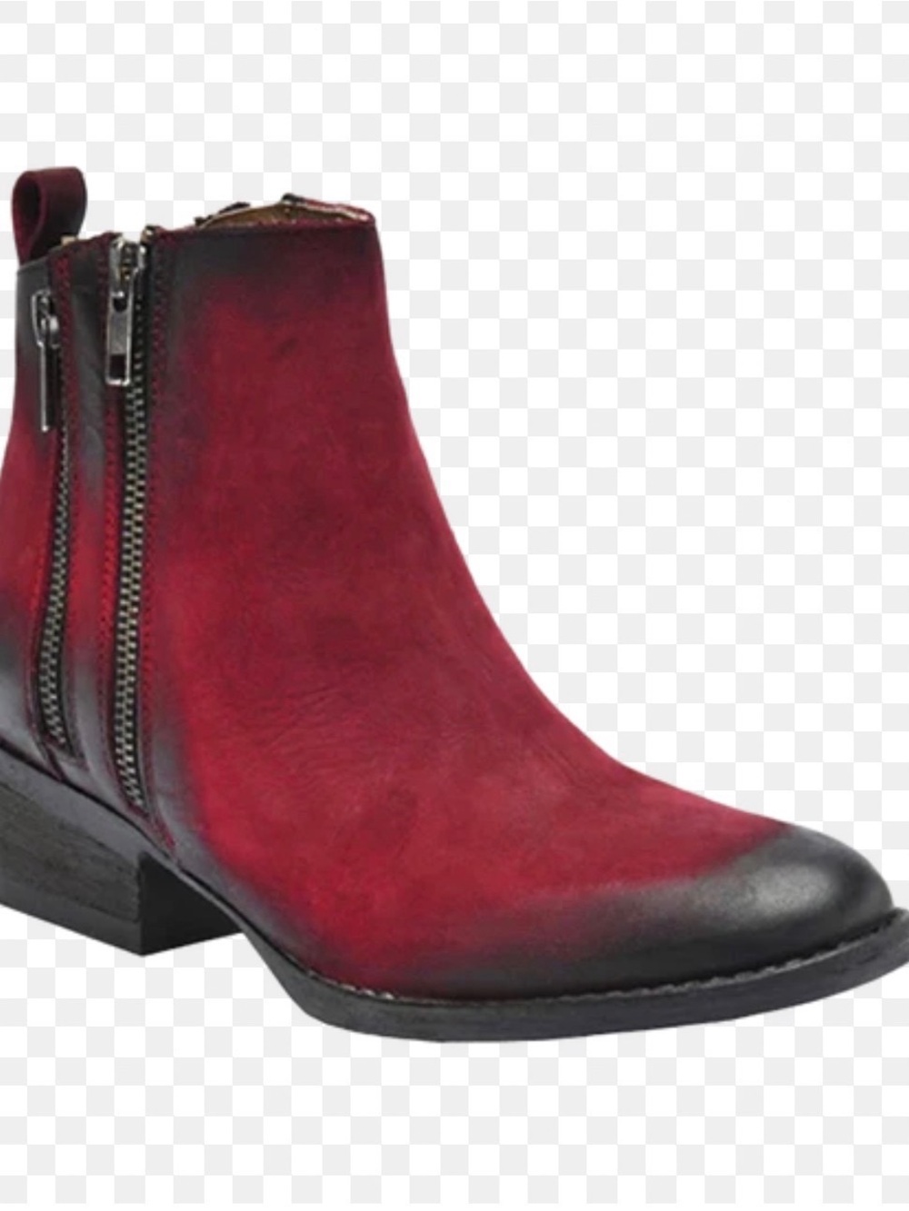 Circle G women’s burnished Red Leather double Side Zipper booties size 10M